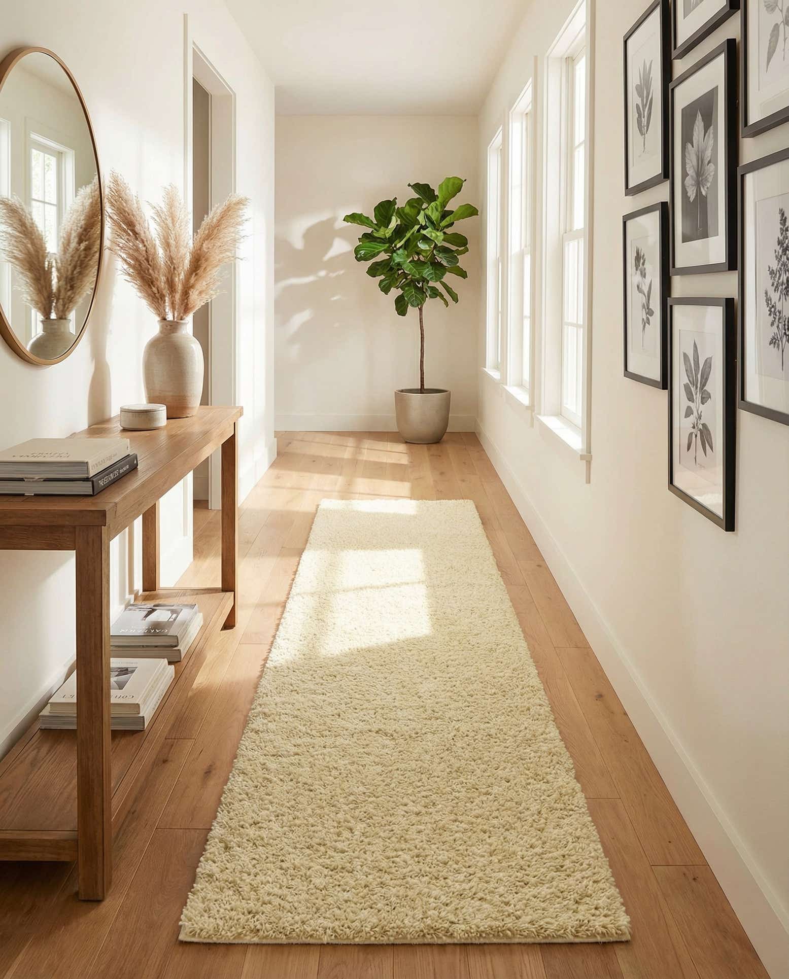 2' 7 x 12' Solid Shag Runner Rug