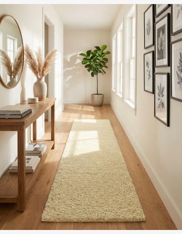 2' 7 x 12' Solid Shag Runner Rug