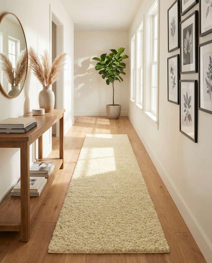 2' 7 x 12' Solid Shag Runner Rug