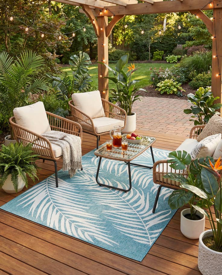 Detail image of 5' 3 x 8' Easy-Clean Botanical Indoor / Outdoor Rug
