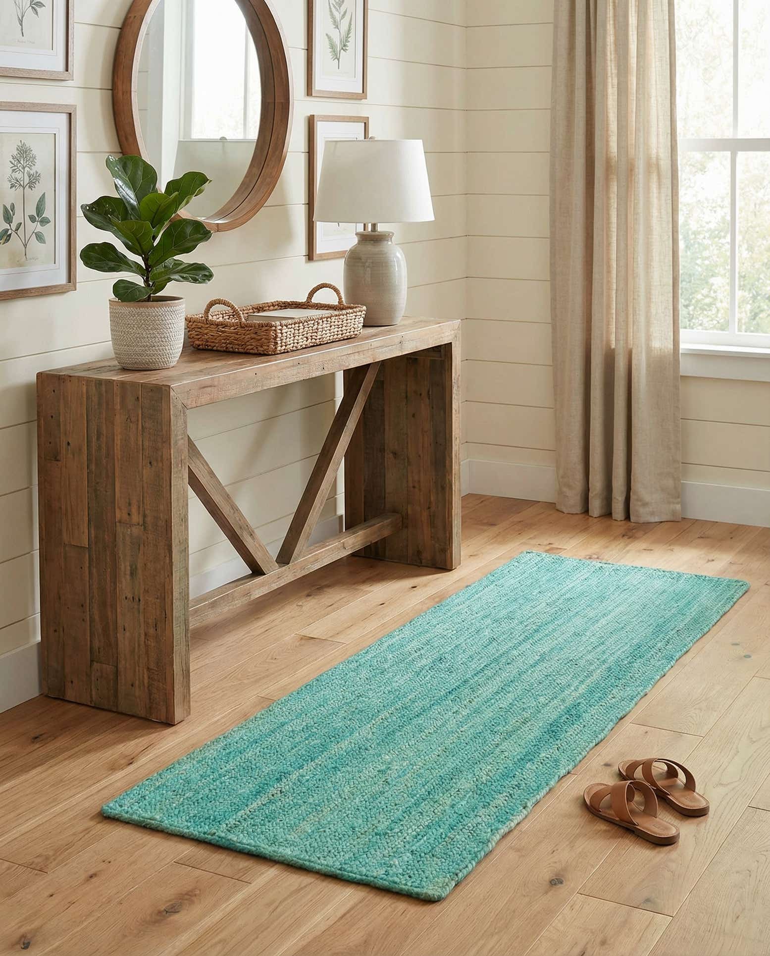 2' 6 x 6' 1 Handmade Braided Jute Runner Rug