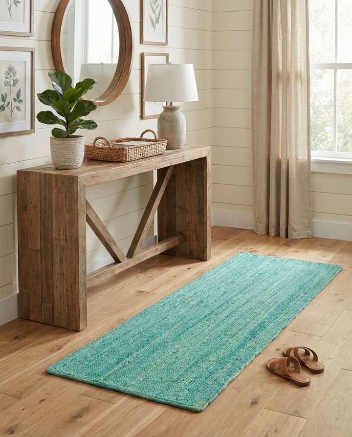 2' 6 x 6' 1 Handmade Braided Jute Runner Rug