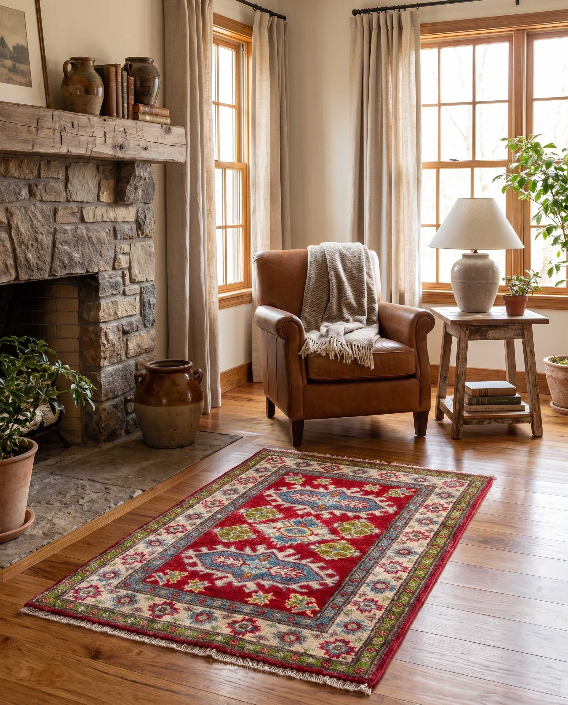 2' x 3' 1 Hand Knotted Kazak Rug
