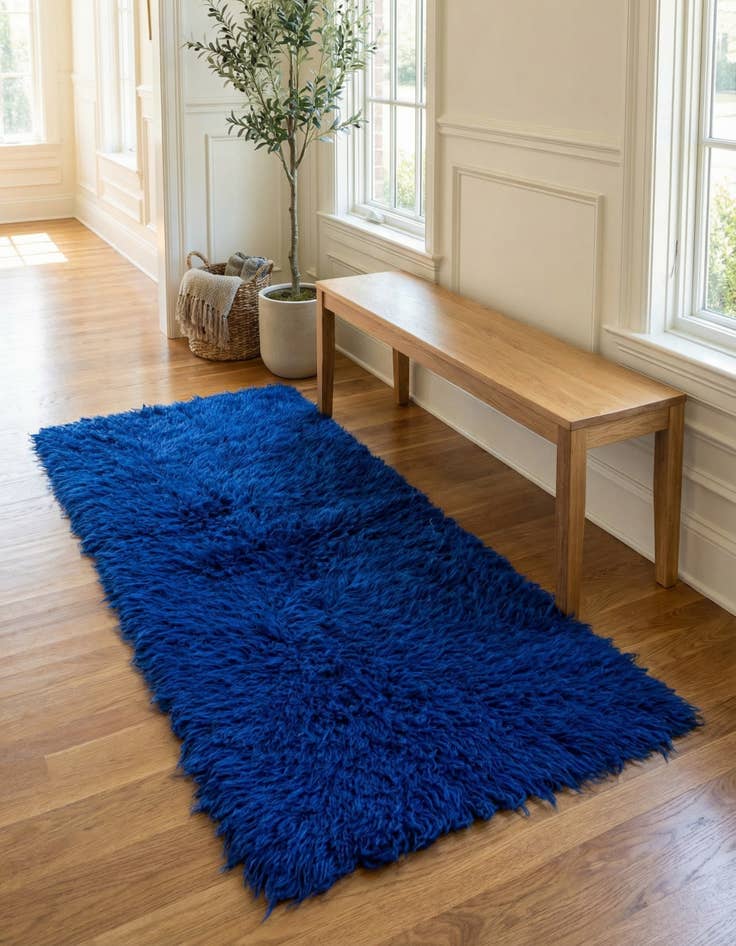 Detail image of 2' 5 x 4' 7 Hand Knotted Moroccan Wool Runner Rug