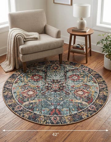 3' 6 x 3' 6 Washable Timeless Round Rug