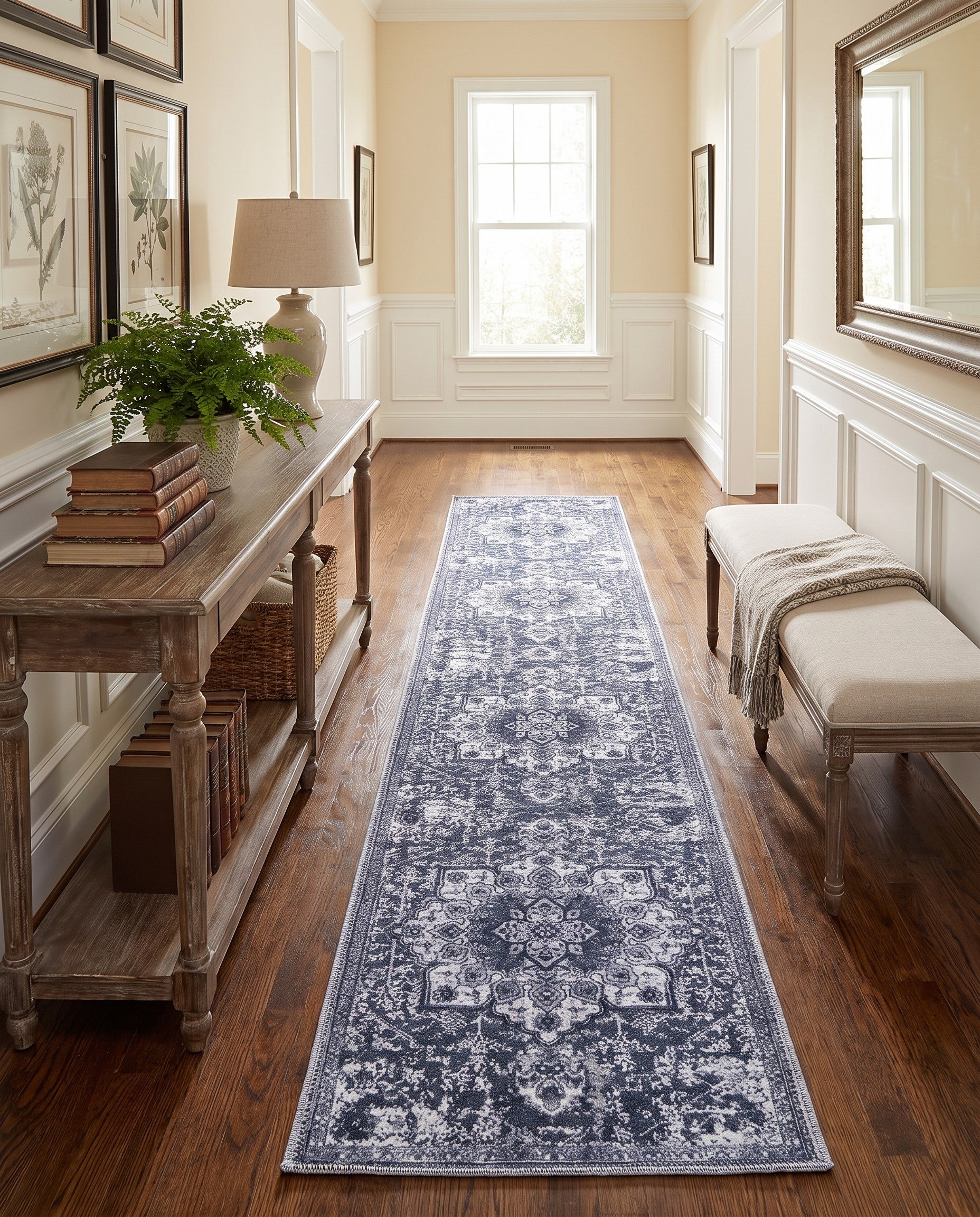 Dark Gray Washable Francesca Runner Rug