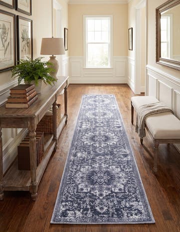 Dark Gray Washable Francesca Runner Rug