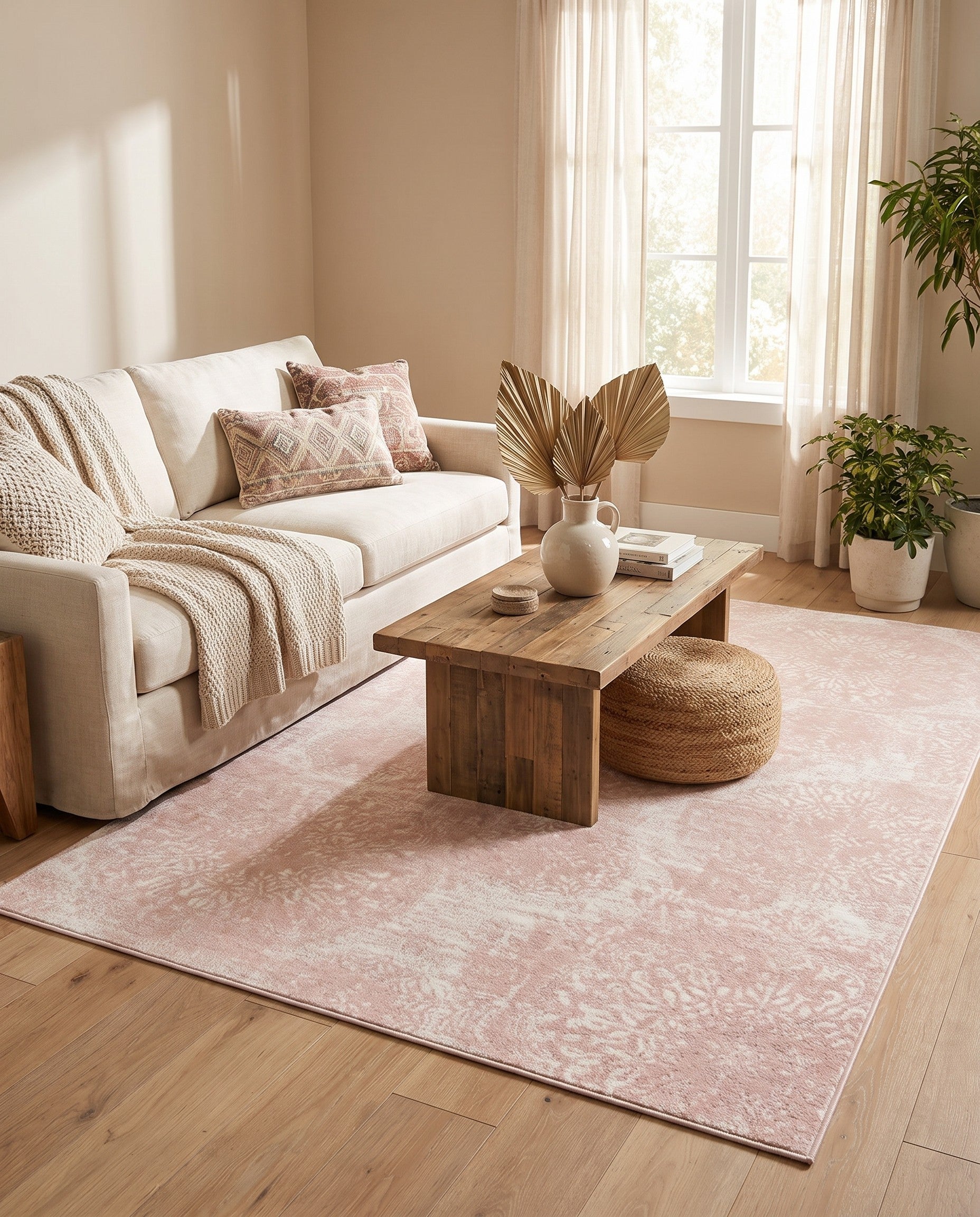 Rose Pink and Ivory Monte Carlo Rug