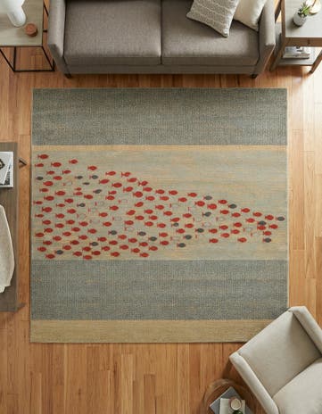 Blue Kashkuli Gabbeh Square Rug