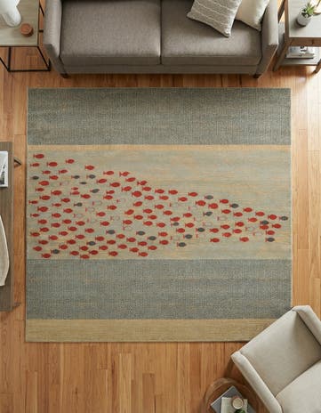 Blue Kashkuli Gabbeh Square Rug