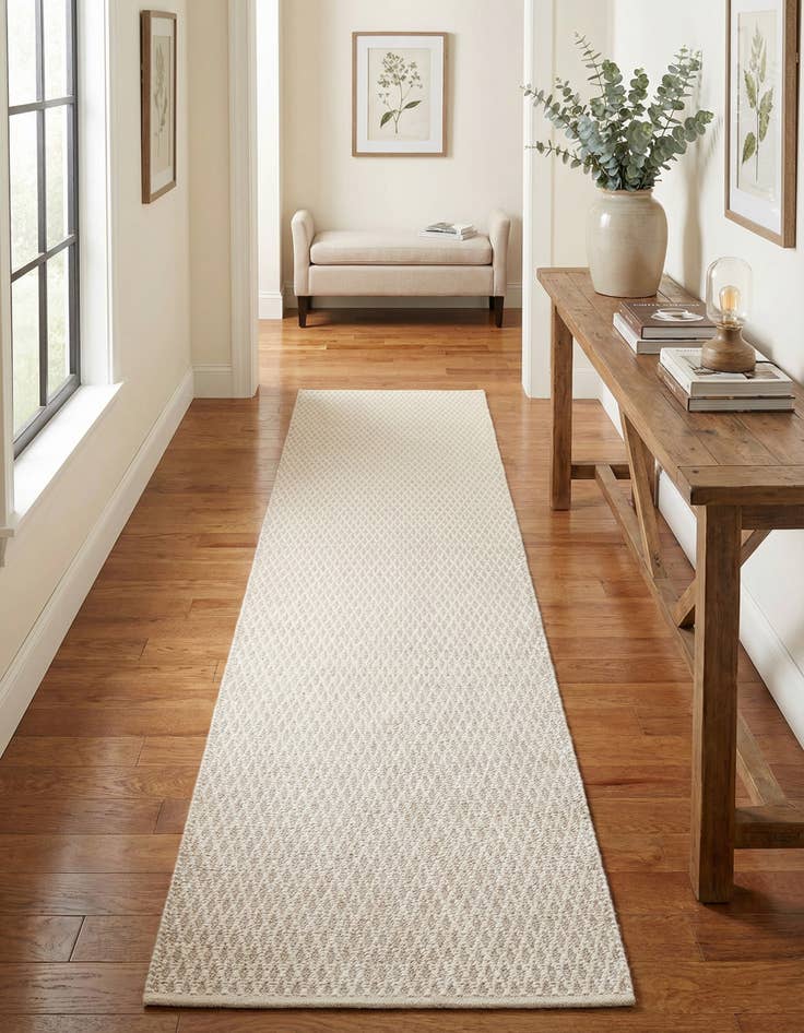 Detail image of 3' 3 x 12' Hand Woven Lattice Wool Runner Rug