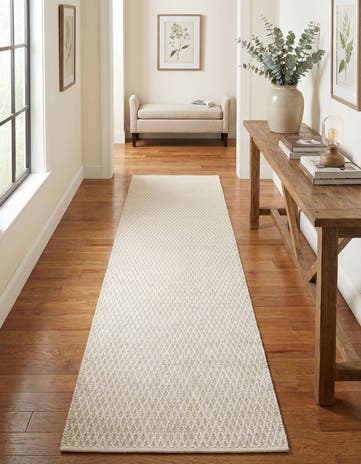 3' 3 x 12' Hand Woven Lattice Wool Runner Rug