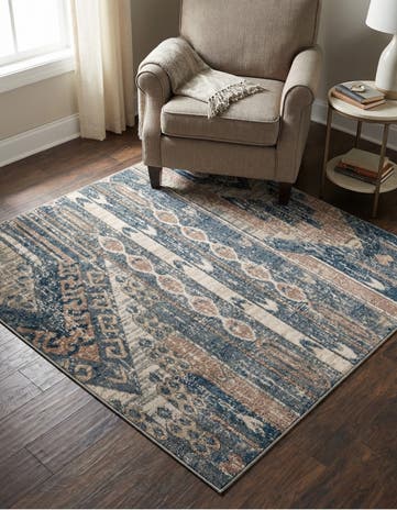 Navy Blue Oregon Square Rug