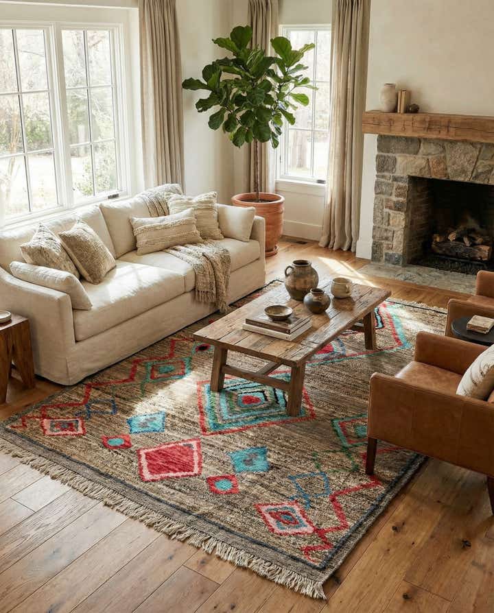 8' 1 x 11' Hand Knotted Moroccan Wool Rug