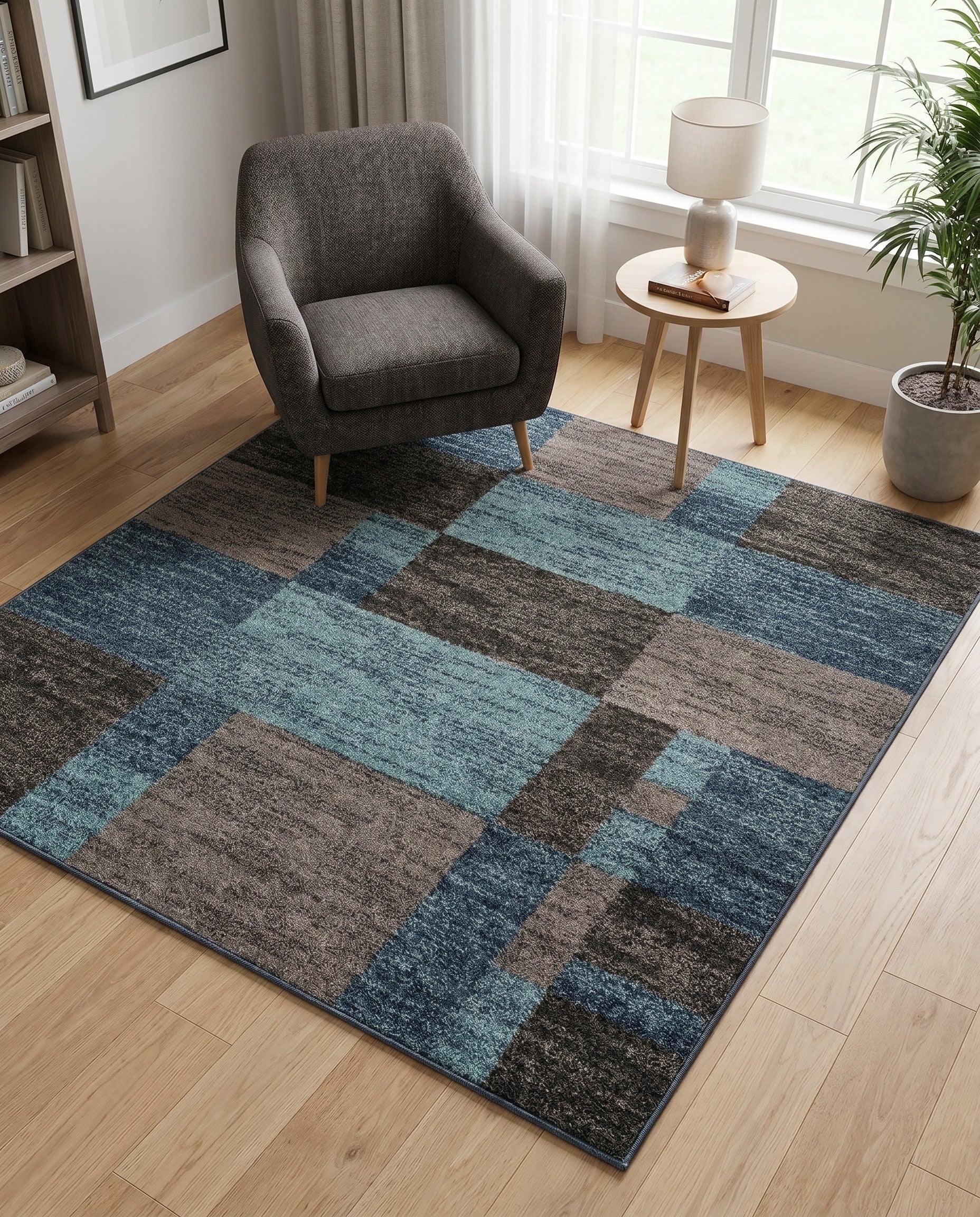 Blue Gray Equinox Square Rug