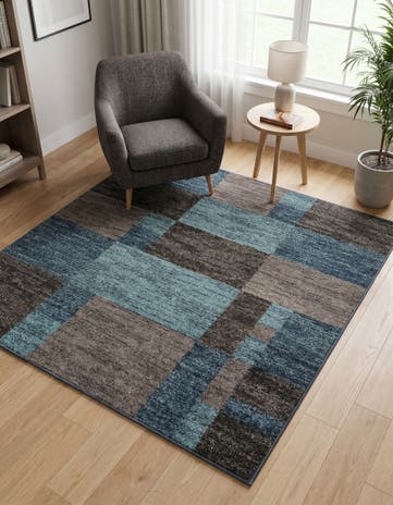Blue Gray Equinox Square Rug