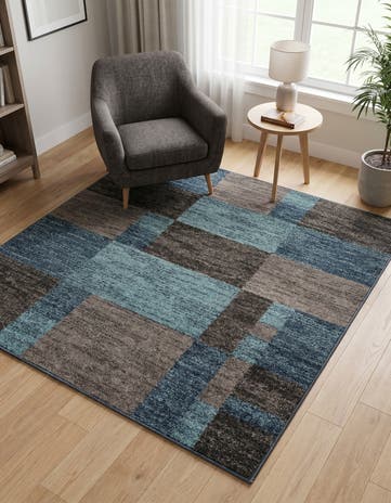 Blue Gray Equinox Square Rug