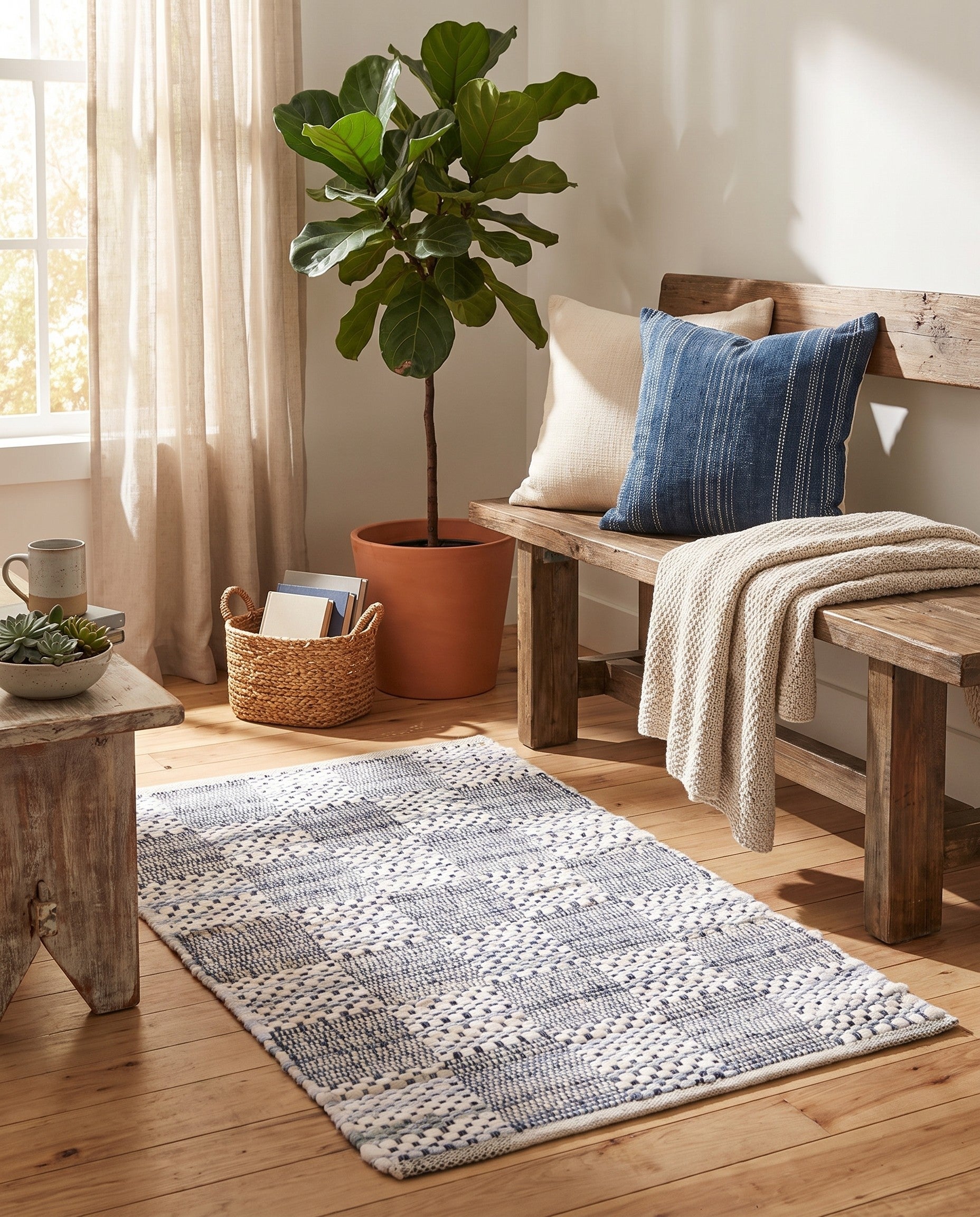 Ivory Hand Woven Chindi Cotton Rug