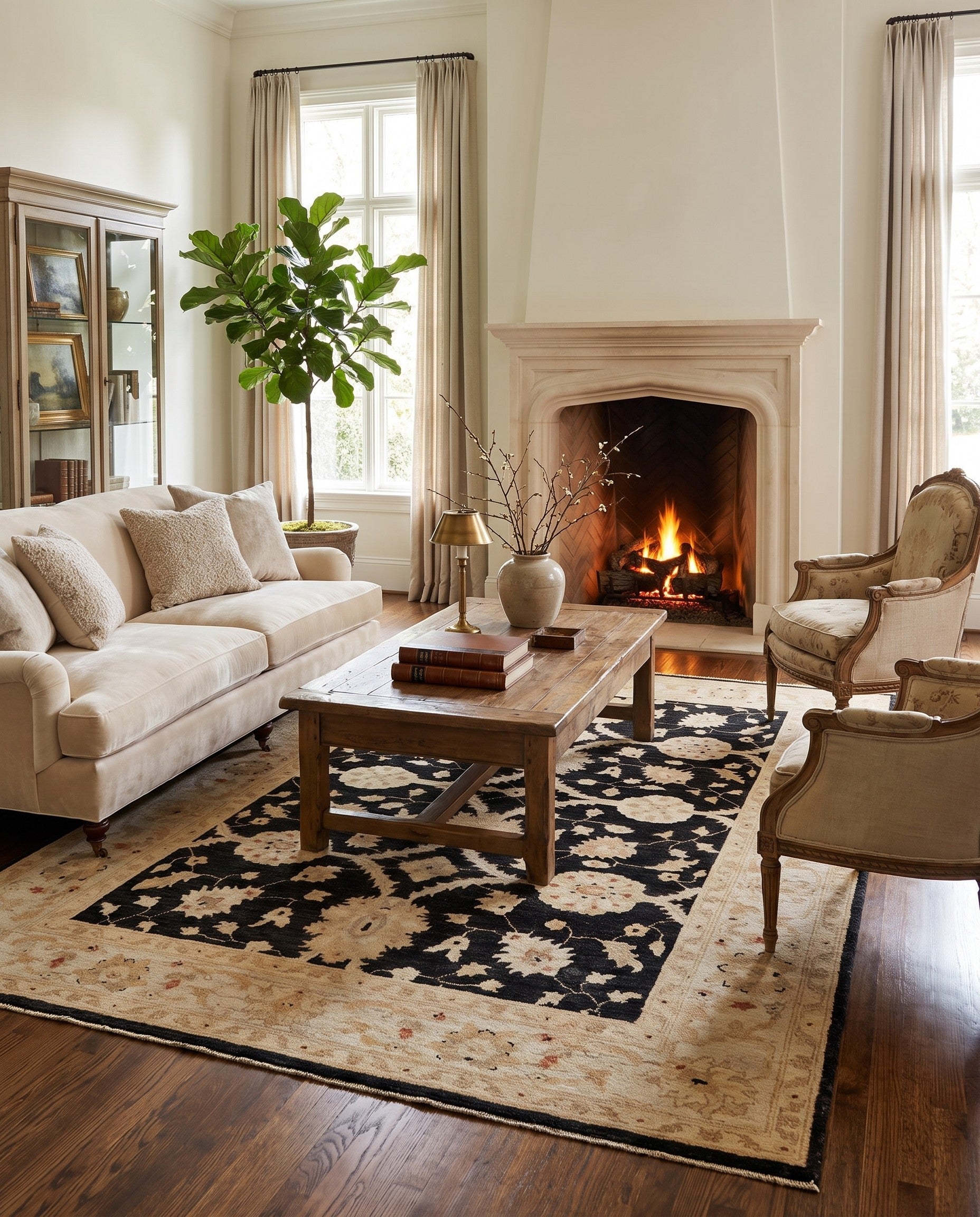 4' 11 x 6' 9 Hand Knotted Ziegler Rug