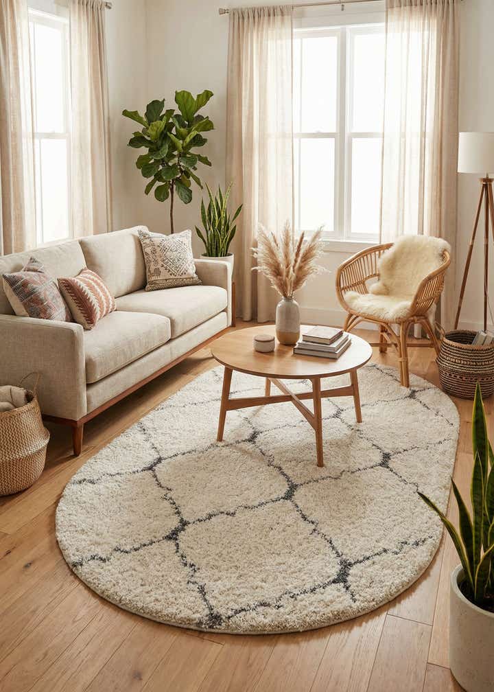 5' 3 x 8' Moroccan Shag Oval Rug