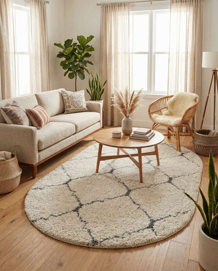 5' 3 x 8' Moroccan Shag Oval Rug
