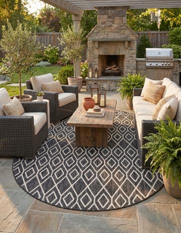 7' 10 x 10' Easy-Clean Jill Zarin Turks and Caicos Indoor / Outdoor Oval Rug