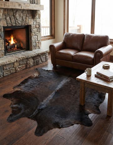 5' 5 x 5' 10 Cowhide Leather Square Rug