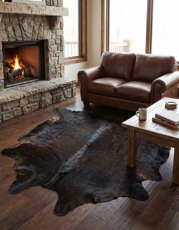 5' 5 x 5' 10 Cowhide Leather Square Rug