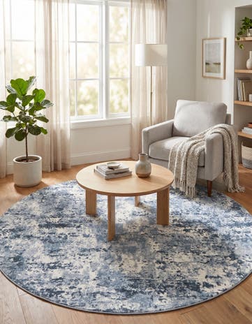 Vintage Blue Aurora Round Rug
