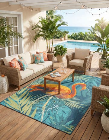 7' 10 x 10' Easy-Clean Coastal Indoor / Outdoor Rug