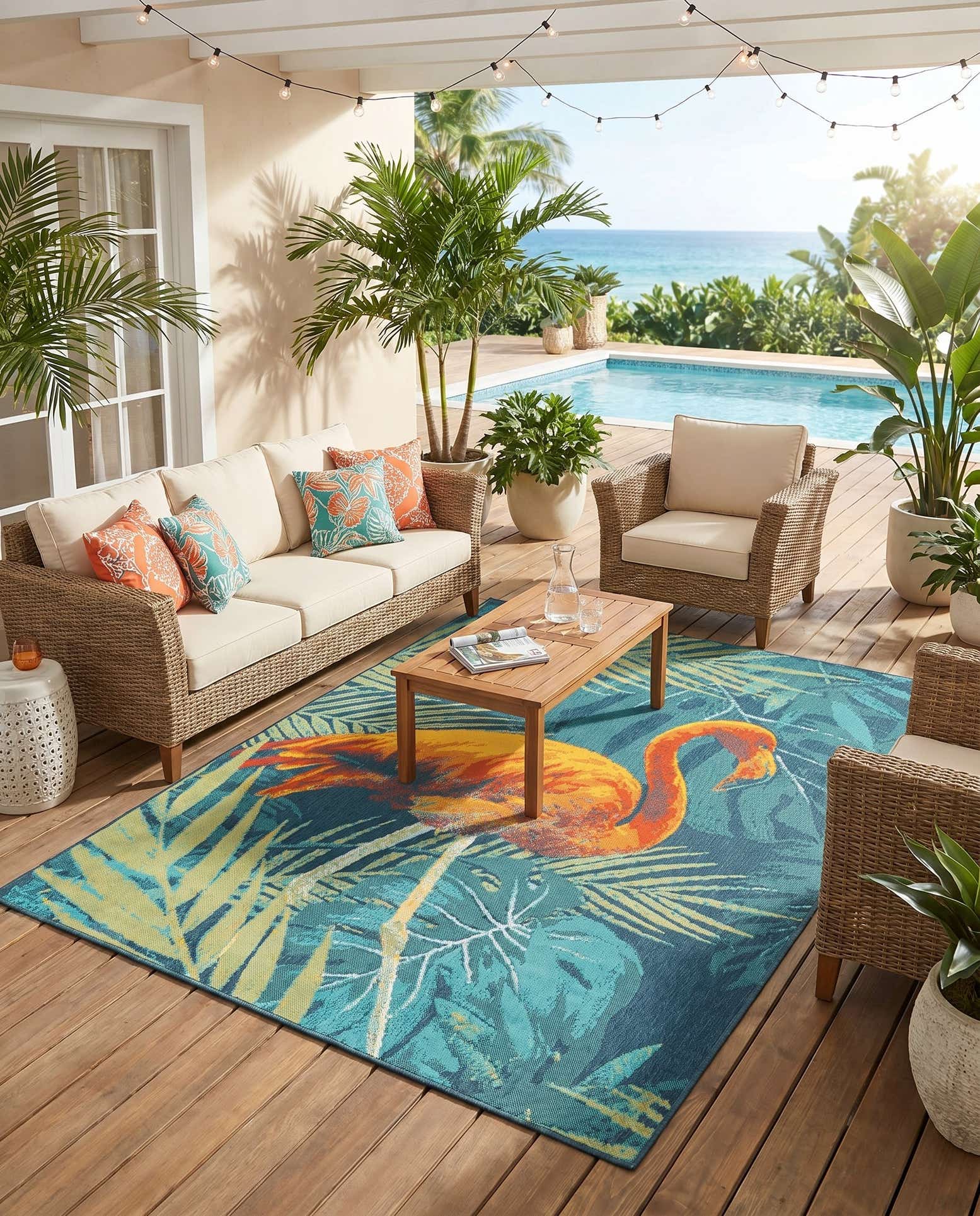 7' 10 x 10' Easy-Clean Coastal Indoor / Outdoor Rug