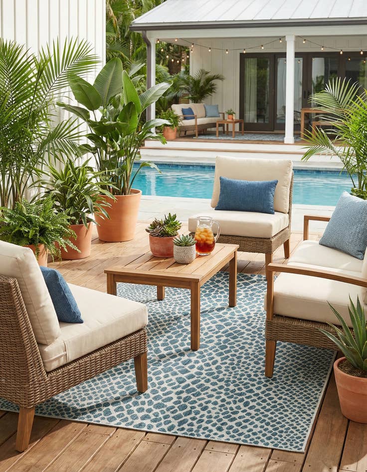 Detail image of 5' 3 x 7' Easy-Clean Jill Zarin Indoor / Outdoor Rug
