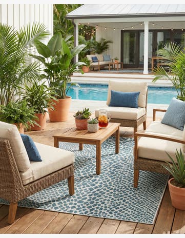 Teal Easy-Clean Jill Zarin Indoor / Outdoor Rug