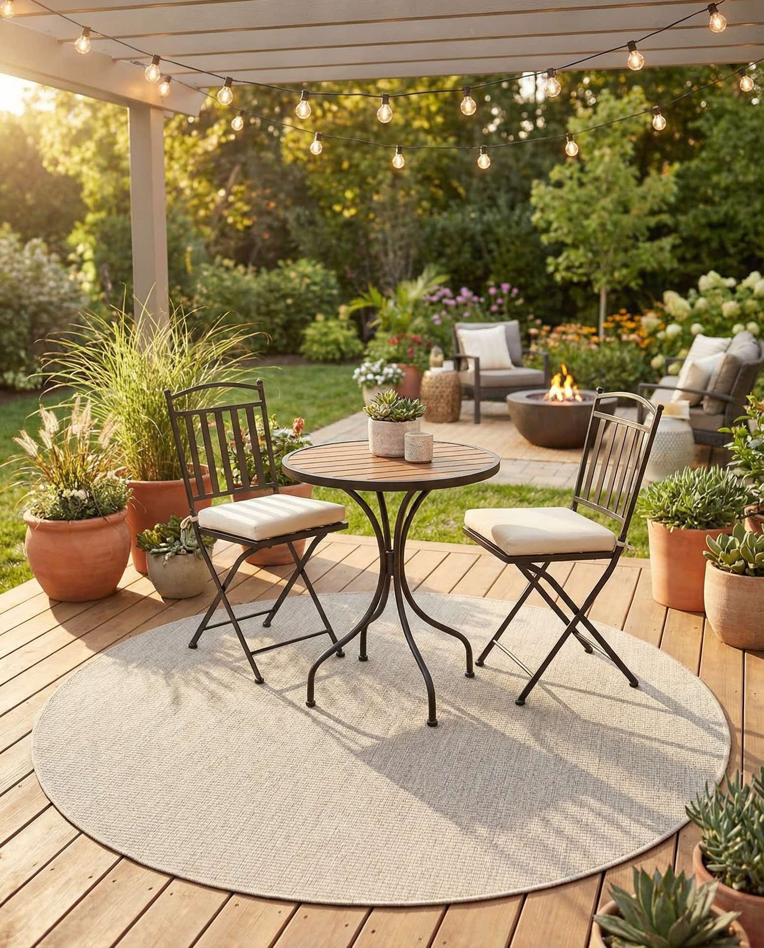 5' 3 x 5' 3 Easy-Clean Solid Indoor / Outdoor Round Rug