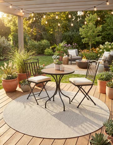 5' 3 x 5' 3 Easy-Clean Solid Indoor / Outdoor Round Rug