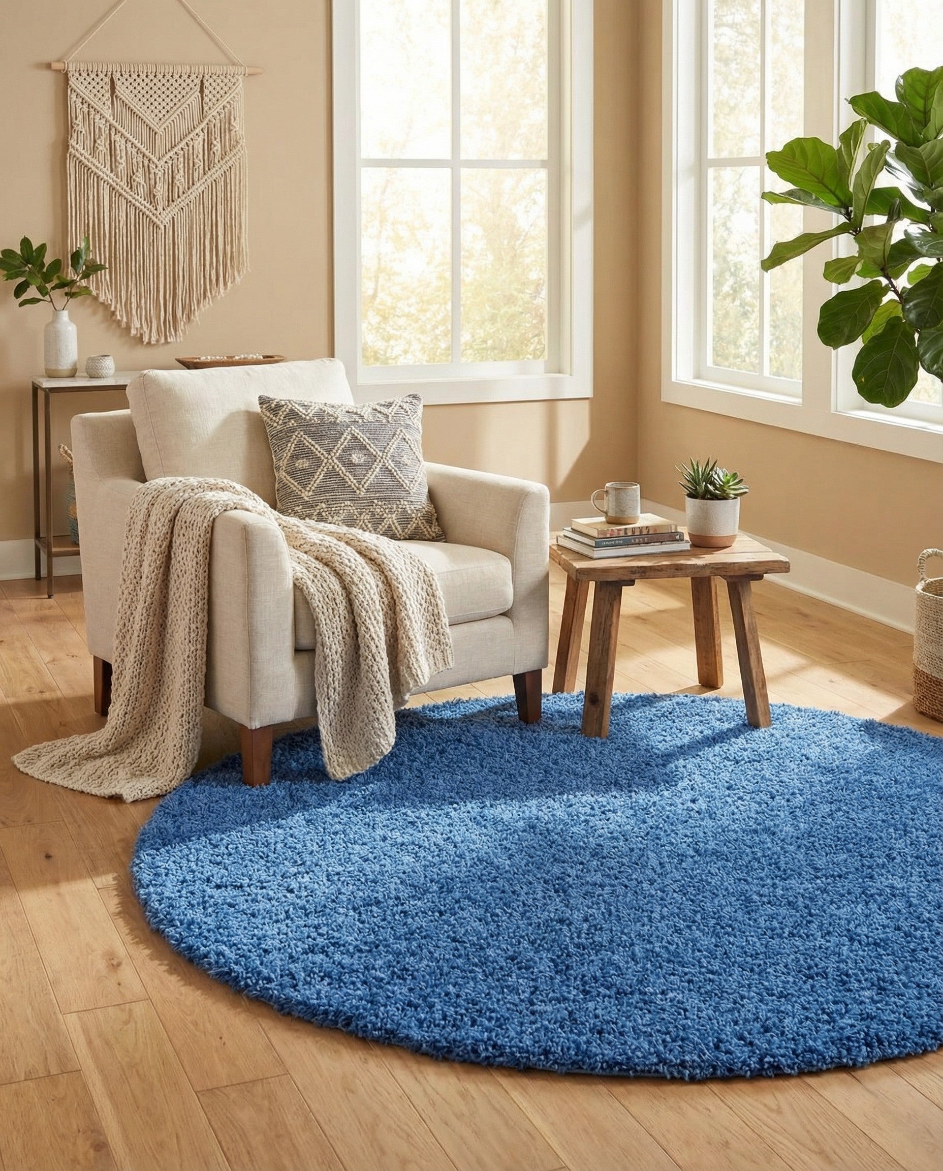 Primary image 7' 10 x 7' 10 Solid Shag Round Rug