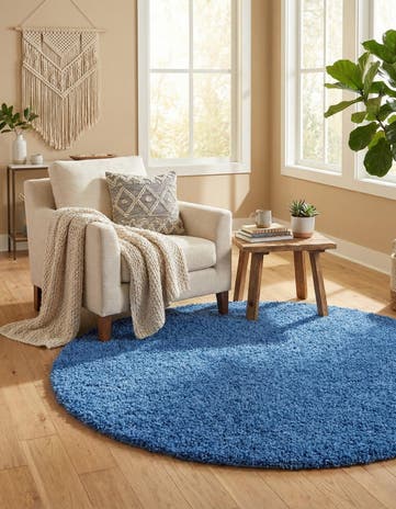 7' 10 x 7' 10 Solid Shag Round Rug