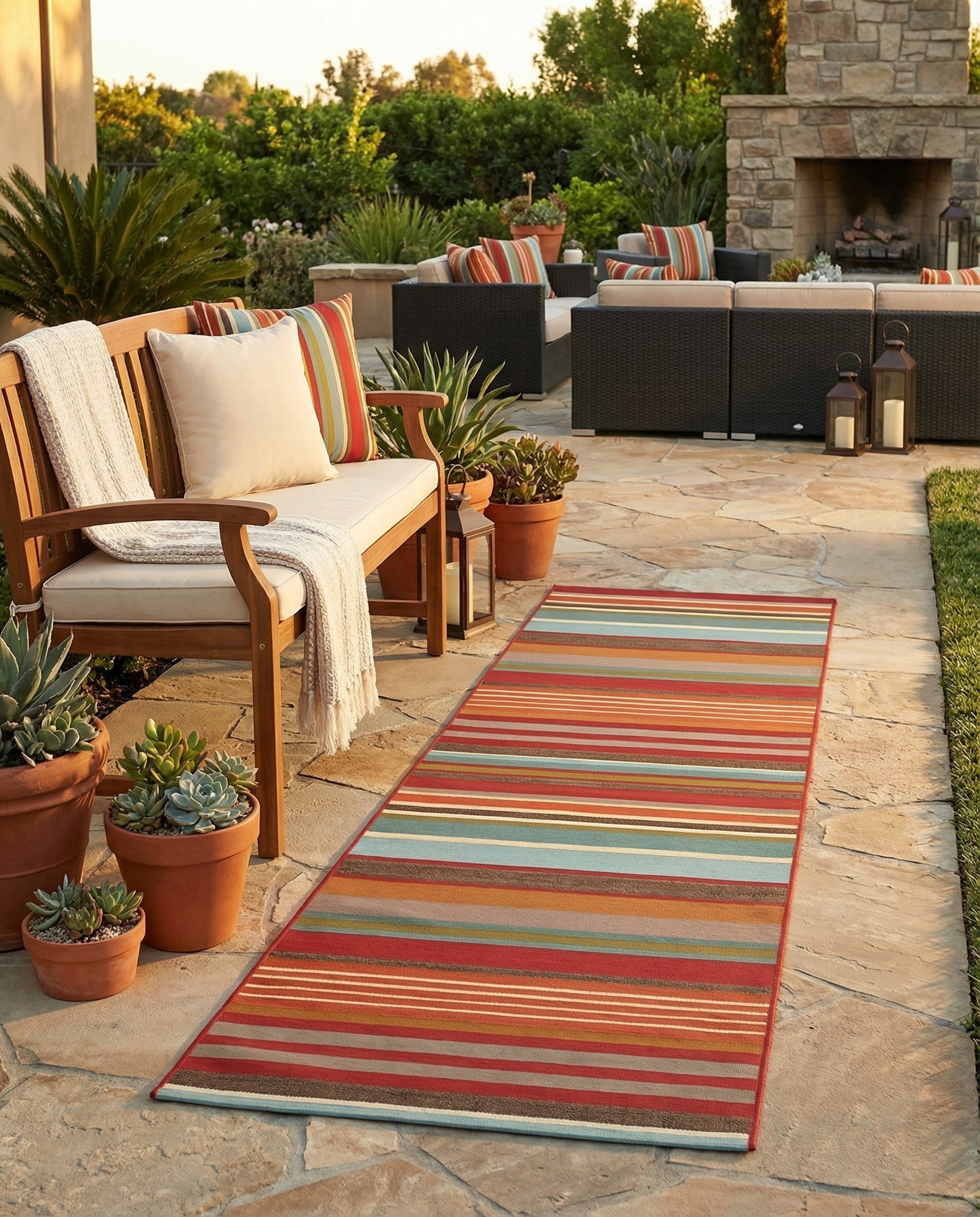 2' 7 x 10'  Washable Modern Indoor / Outdoor Runner Rug