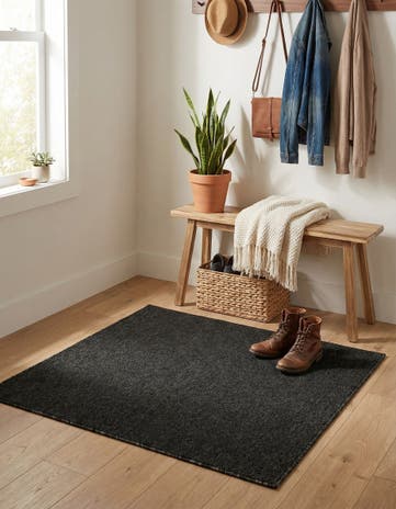 Charcoal Everyday Solid Square Rug