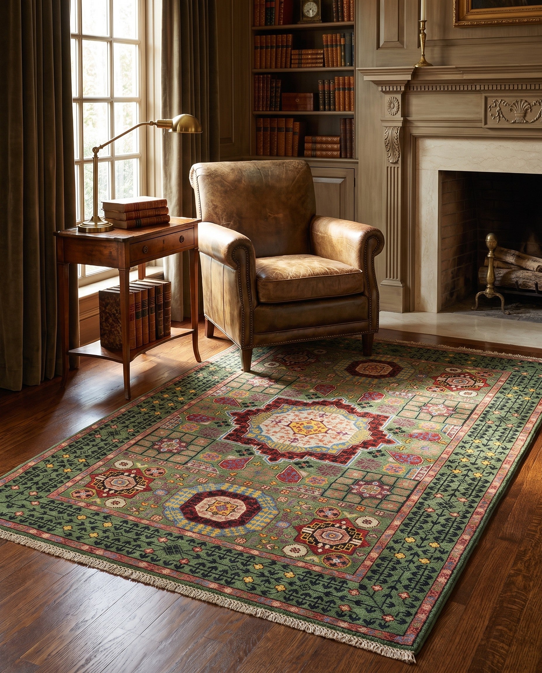 3' 5 x 4' 11 Hand Knotted Mamluk Ziegler Rug