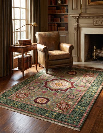 3' 5 x 4' 11 Hand Knotted Mamluk Ziegler Rug