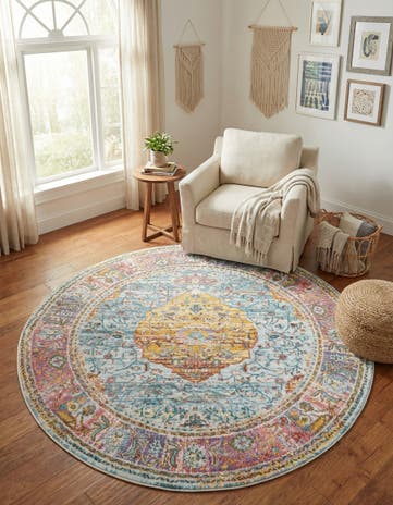 Light Blue Santiago Round Rug