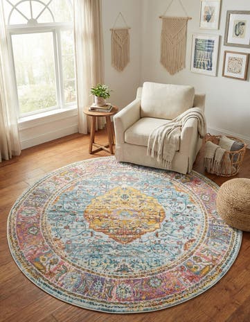 Light Blue Santiago Round Rug