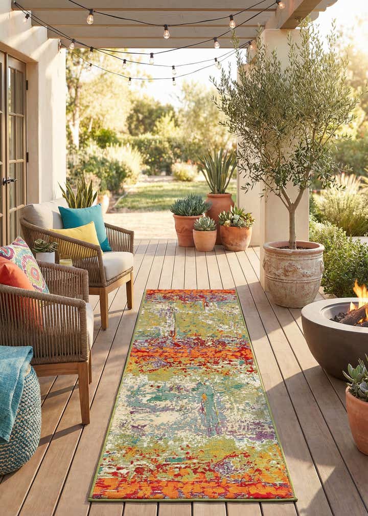 2' x 8' Easy-Clean Modern Indoor / Outdoor Runner Rug