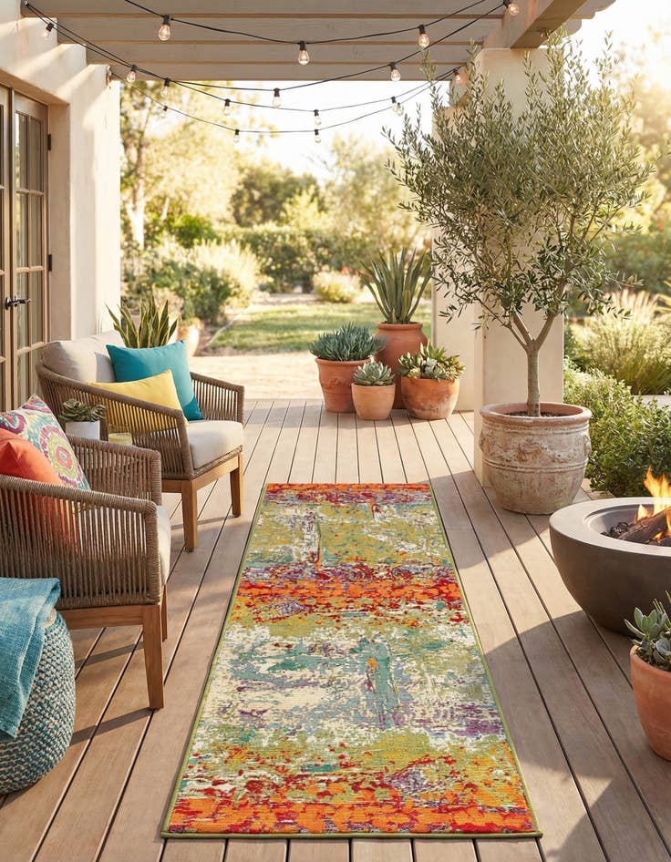 Detail image of 2' x 8' Easy-Clean Modern Indoor / Outdoor Runner Rug