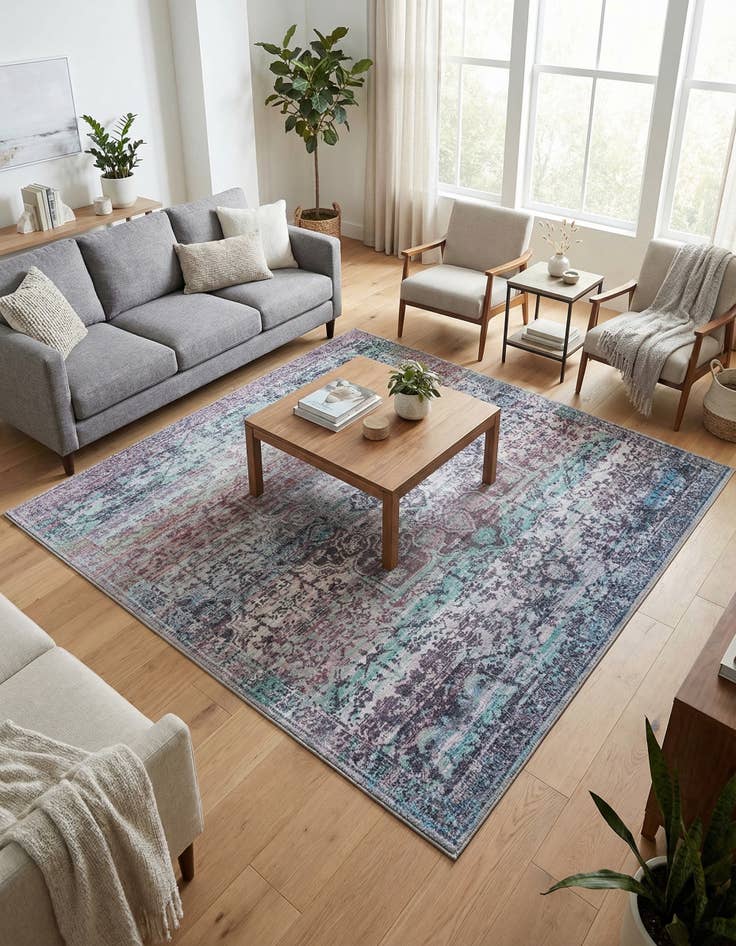 Detail image of 7' 3 x 7' 3 Washable Francesca Square Rug