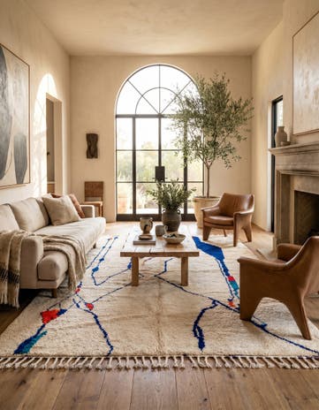7' x 10' 4 Hand Knotted Moroccan Wool Rug