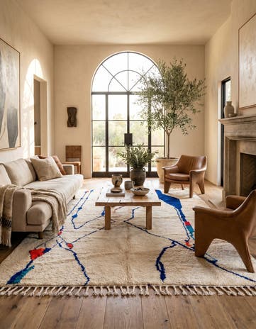 7' x 10' 4 Hand Knotted Moroccan Wool Rug