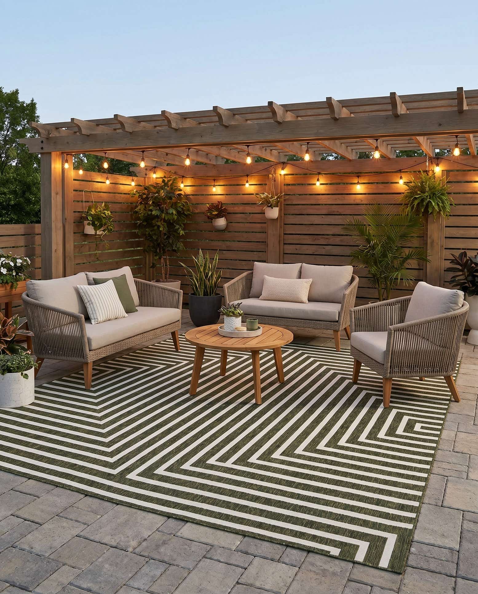 10' x 10' Easy-Clean Modern Indoor / Outdoor Square Rug