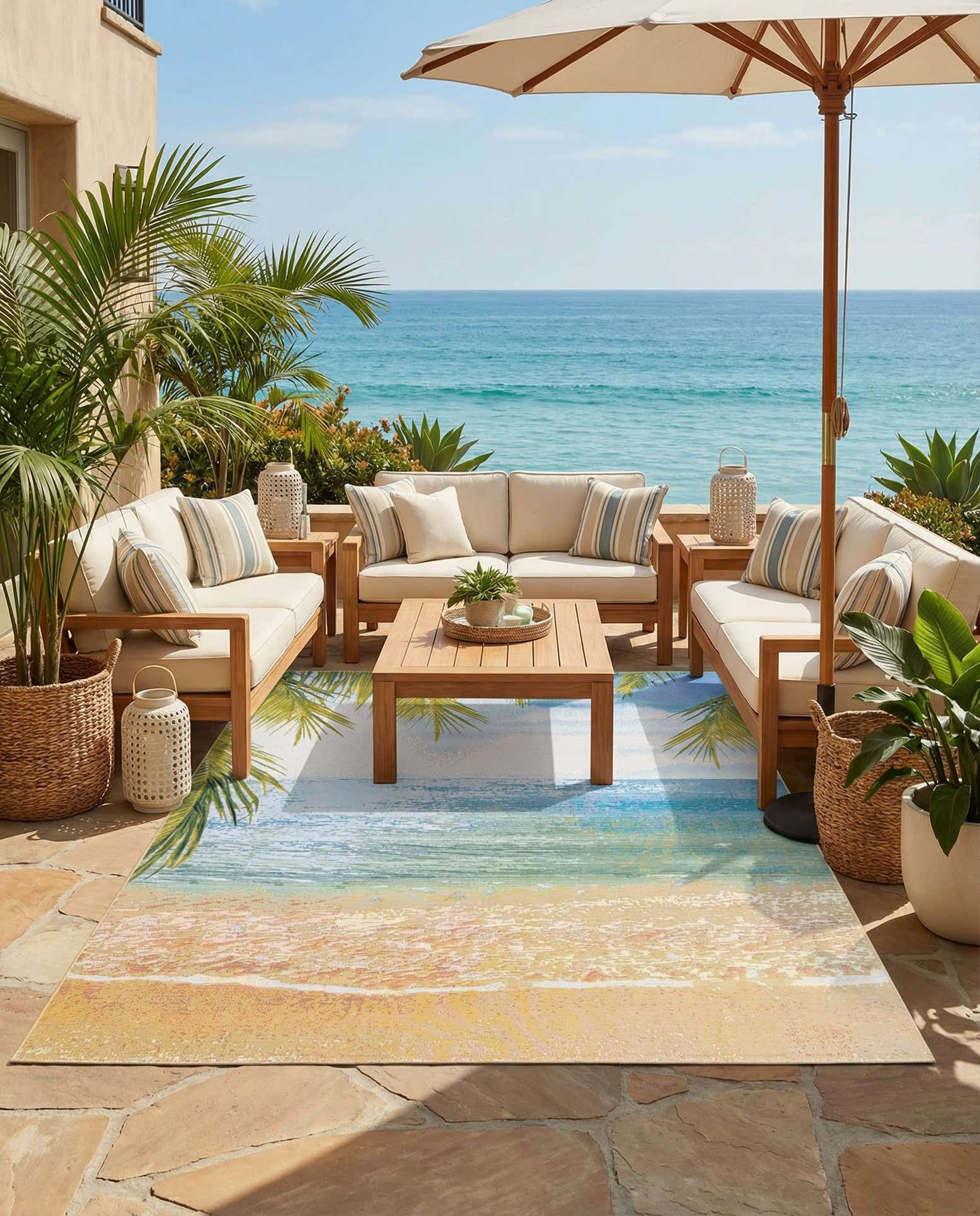 7' 10 x 10' Easy-Clean Coastal Indoor / Outdoor Rug